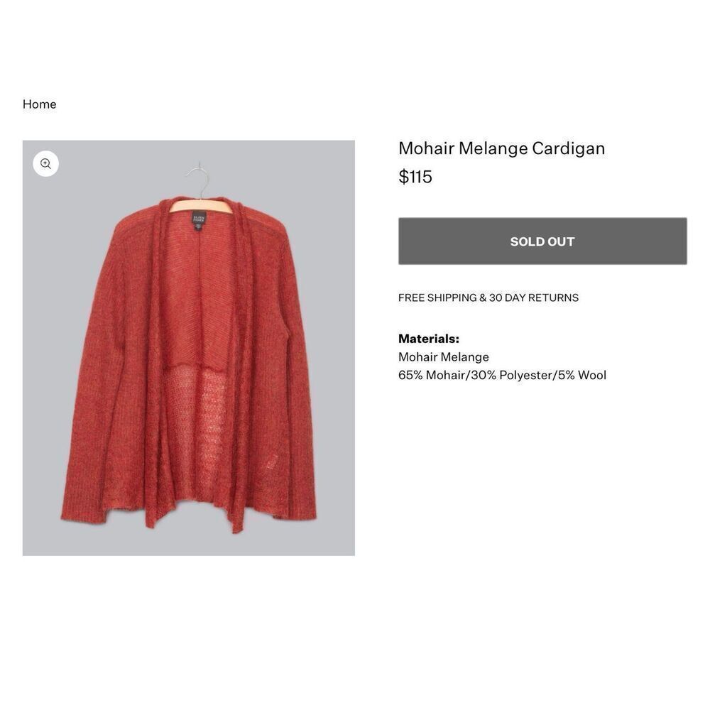 Eileen Fisher Women L Mohair Melange Cardigan Sweater Minimalist Fuzzy OpenFront - Picture 11 of 11